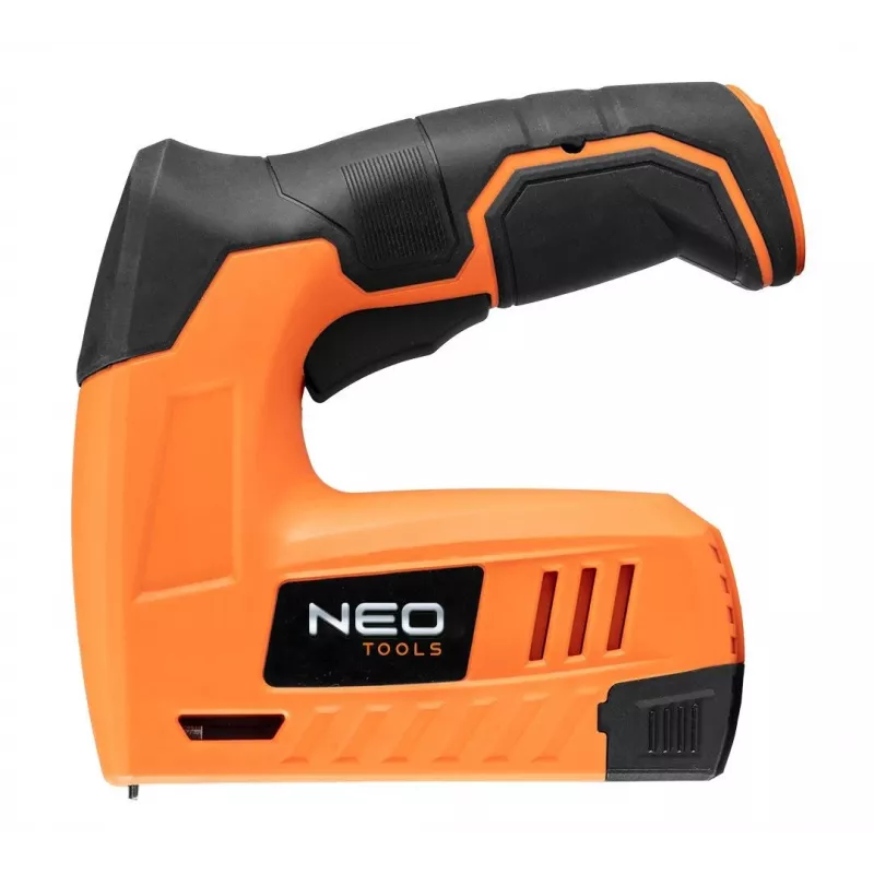 NEO Tools 16-050 Manueller Tacker für Polster-, Isolier- und Dekorationsarbeiten, einstellbare Kraft, J-Typ-Klammern 6-14 mm, Schwarz/Orange