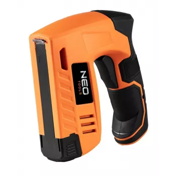 NEO Tools 16-050 Manueller Tacker für Polster-, Isolier- und Dekorationsarbeiten, einstellbare Kraft, J-Typ-Klammern 6-14 mm, Schwarz/Orange