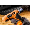 NEO Tools 17-083 20W Heißklebepistole mit Anti-Tropf-Düse, 11mm Klebestifte, integrierter Ständer, 230V, Orange/Schwarz