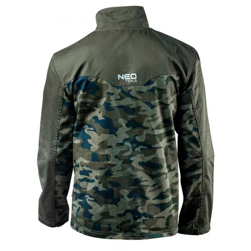 NEO TOOLS 81-211-XXXL Arbeitsjacke mit 7 Taschen und Reflexelementen, Grau/Grün, EN ISO 13688