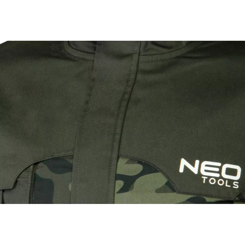NEO TOOLS 81-211-XXXL Arbeitsjacke mit 7 Taschen und Reflexelementen, Grau/Grün, EN ISO 13688