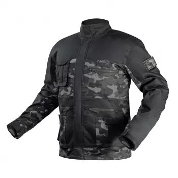 NEO Tools 81-212-L Arbeitsjacke, Größe L, Grau/Grün, 100% Baumwolle, 270 g/m², CE-zertifiziert