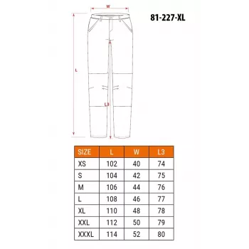 NEO Tools 81-227-XL Schutz-Arbeitshose, Grau/Schwarz, Größe XL, 267 g/m² Polycotton, verstärkte Knie, EN ISO 13688