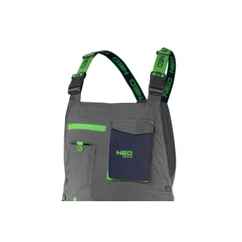 NEO Tools 81-247-L Herren-Arbeitshose mit Knieschonern, Grau/Grün, Größe L