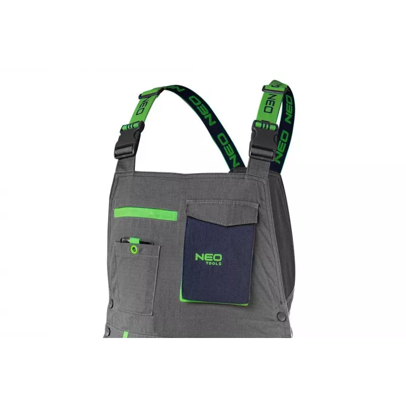 NEO TOOLS 81-247-S Arbeits-Shorts, Größe S, Grau/Schwarz, 65% Polyester 35% Baumwolle, 267 g/m², Multi-Pocket, CE-zertifiziert