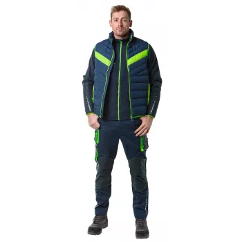 NEO TOOLS 81-534-XXL Arbeitshose, Grau/Schwarz mit orangefarbenen Akzenten, Größe XXL, 9 Taschen, verstärkte Knie, reflektierende Elemente