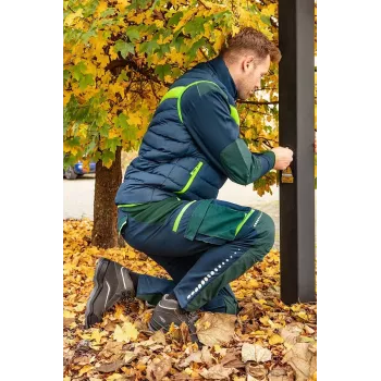 NEO Tools 81-534-XXXL Herren-Arbeitshose mit Knieschutztaschen, Grau/Grün, 100% Baumwolle, 270 g/m², dreifach genäht, CE-zertifiziert
