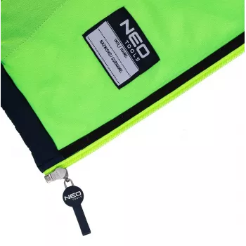 NEO TOOLS 81-559-M Arbeitsjacke, Größe M, Grau/Schwarz mit orangefarbenen Akzenten, 65% Polyester 35% Baumwolle, 267 g/m², EN ISO 13688:2013
