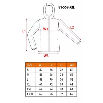 NEO Tools 81-559-XXL Arbeitsjacke, 100% Baumwolle, 270 g/m², Grau mit schwarzen und orangefarbenen Akzenten, durchgehender Reißverschluss, reflektierend, EN ISO 13688