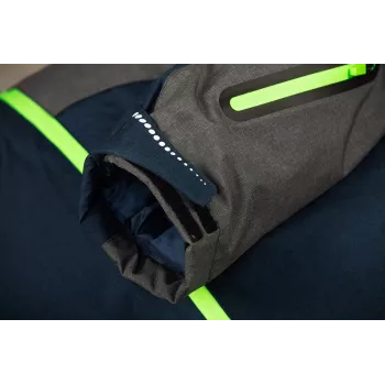 NEO TOOLS 81-571-M Arbeitsjacke, Größe M, Grau/Schwarz mit orangefarbenen Akzenten, 100% Baumwolle, 270 g/m², EN ISO 13688