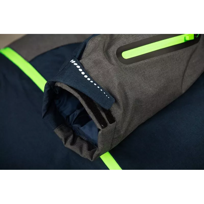 NEO TOOLS 81-571-M Arbeitsjacke, Größe M, Grau/Schwarz mit orangefarbenen Akzenten, 100% Baumwolle, 270 g/m², EN ISO 13688