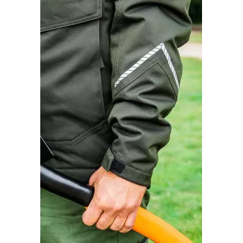 NEO Tools 81-573-XXL Softshell-Arbeitsjacke Schwarz/Grau mit orangefarbenen Akzenten, wasserabweisend, atmungsaktiv, abnehmbare Kapuze, reflektierende Elemente, Unisex