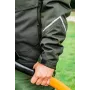 NEO Tools 81-573-XXL Softshell-Arbeitsjacke Schwarz/Grau mit orangefarbenen Akzenten, wasserabweisend, atmungsaktiv, abnehmbare Kapuze, reflektierende Elemente, Unisex