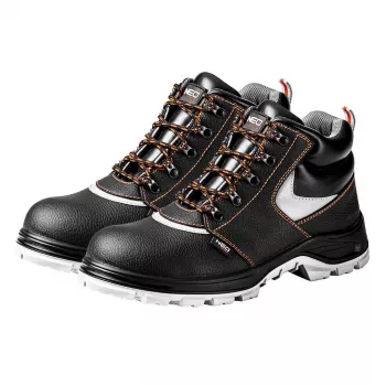 NEO TOOLS 82-026 S1P SRC Sicherheitsschuhe, Stahlkappe, Durchstichschutz, PU/PU-Sohle, Grau/Schwarz, Größe 41