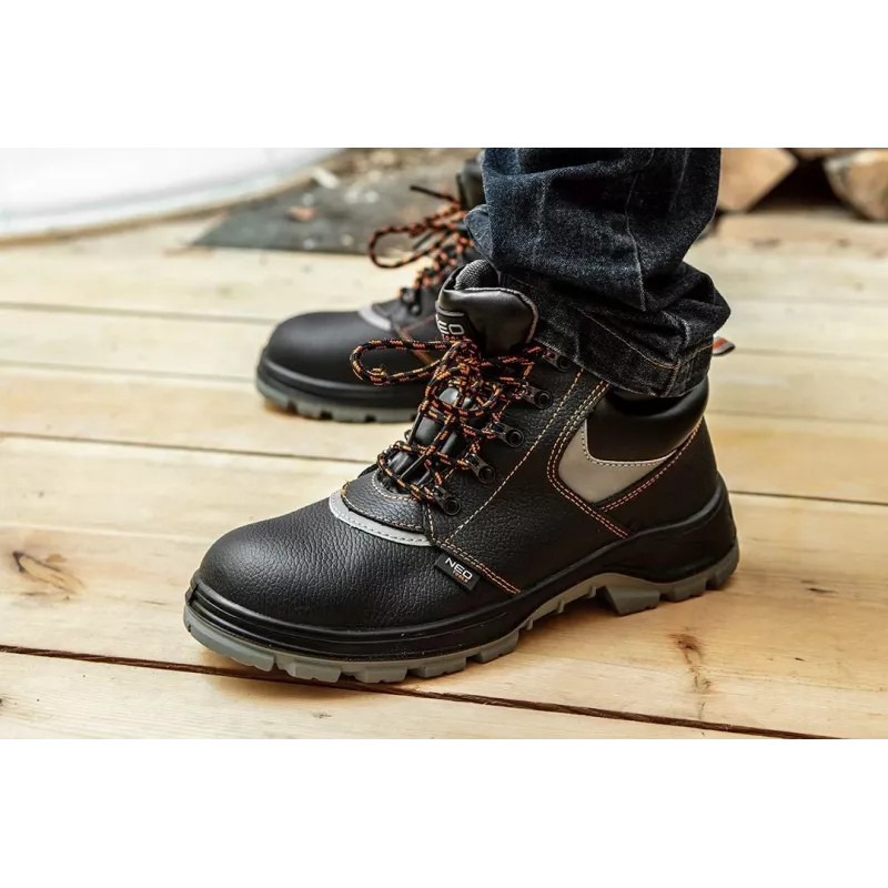 NEO TOOLS 82-027 S1P SRC Sicherheitsstiefel, Stahlkappe, Größe 41, Schwarz/Grau