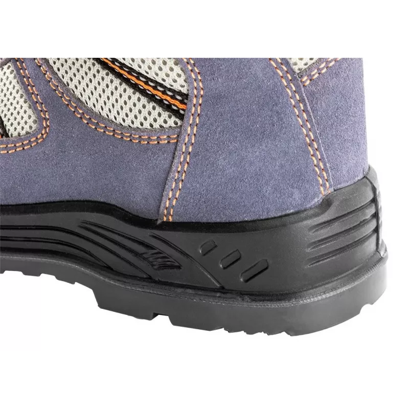 NEO TOOLS 82-046 S1P SRC Sicherheitsschuhe mit Stahlkappe und Durchtrittschutz, aus Veloursleder und Mesh, Schwarz/Grau, EU 39-47