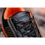 NEO Tools 82-103 S1P SRC Sicherheitsschuhe mit Stahlkappe und Durchtrittschutz, Obermaterial aus Veloursleder und Mesh, Sohle aus doppeltdichtem PU, atmungsaktiv, Unisex, Größe 42, Schwarz mit orangefarbenen Akzenten