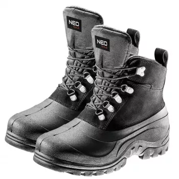 NEO TOOLS 82-131 Sicherheitsschuhe S1P SRC, Stahlkappe, Größe 43, Schwarz/Grau