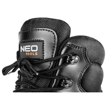 NEO Tools 82-175-47 S1P SRC Sicherheitsschuhe, niedrige Ausführung, mit Stahlkappe und Durchtrittschutz, Veloursleder, PU-Sohle mit Dual-Density, Grau/Schwarz, Größe 47