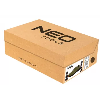 NEO Tools 82-741-47 S1P SRC Sicherheitsschuhe Größe 47 EU Stahlkappe und Durchtrittschutz, Obermaterial aus Veloursleder und Mesh, Sohle aus Dual-Density-PU, Schwarz/Grau mit orangefarbenen Akzenten