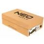 NEO Tools 82-741-47 S1P SRC Sicherheitsschuhe Größe 47 EU Stahlkappe und Durchtrittschutz, Obermaterial aus Veloursleder und Mesh, Sohle aus Dual-Density-PU, Schwarz/Grau mit orangefarbenen Akzenten