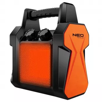 NEO Tools 90-061 Elektro-Heizlüfter 3000W, 2 Heizstufen, Lüftermodus, einstellbarer Thermostat, Überhitzungsschutz, Schwarz/Orange
