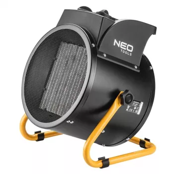 NEO Tools 90-064 2000W PTC Keramik-Heizlüfter, 3 Heizstufen, einstellbarer Thermostat, Überhitzungs- und Kippschutz, Schwarz/Grau