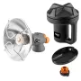 NEO TOOLS 90-134 Tragbarer Gas-Strahler mit Piezo-Zündung, 1,7 kW, Keramikplatte, für Butan-/Propankartusche, Schwarz/Rot