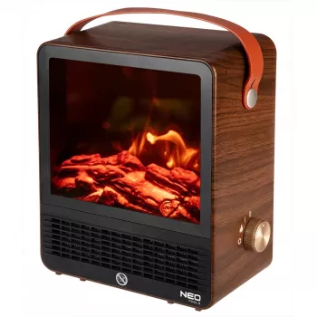 NEO TOOLS 90-156 Elektrokamin 1500W Wandmontage mit LED-Flammeffekt, Fernbedienung, Timer, Schwarz