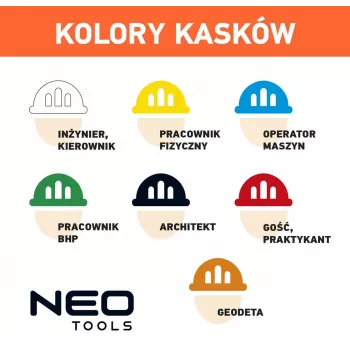 NEO TOOLS 97-211 Belüfteter Industrie-Schutzhelm mit 6-Punkt-Ratsche, EN 397, Weiß