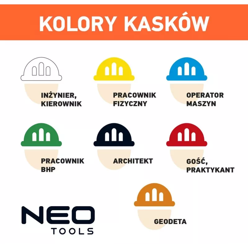 NEO TOOLS 97-211 Belüfteter Industrie-Schutzhelm mit 6-Punkt-Ratsche, EN 397, Weiß