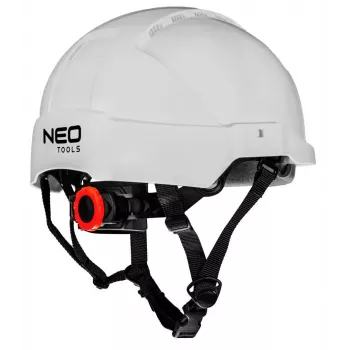 NEO TOOLS 97-211 Belüfteter Industrie-Schutzhelm mit 6-Punkt-Ratsche, EN 397, Weiß