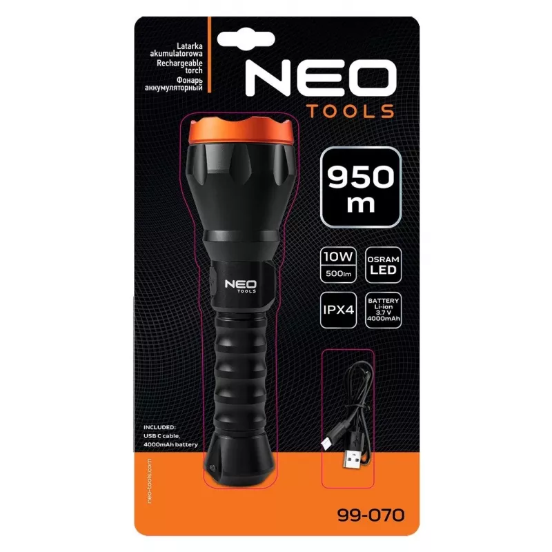 NEO TOOLS 99-070 XPE + COB LED Stirnlampe mit Bewegungssensor, 120 lm, IPX4, 3x AAA