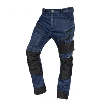 NEO TOOLS DENIM Arbeitshose mit Oxford-Verstärkungen, Marineblau, Größe XS