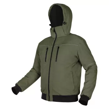 NEO TOOLS Isolierte Jacke mit Kapuze OUTDOOR, Grün, Größe M