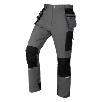 NEO TOOLS Mix&Match 4-Wege-Stretch-Arbeitshose mit Cordura-Verstärkung, Grau/Schwarz, Größe M
