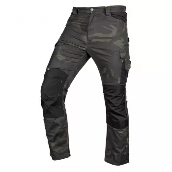 NEO TOOLS Mix&Match Canvas-Arbeitshose mit Cordura-Verstärkungen, Grün Camouflage, Größe XL