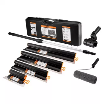 NEO TOOLS Putzset mit Glättkellen, Teleskopstiel und Rolle, im Koffer