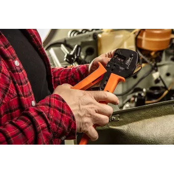 NEO TOOLS TOP-01-555 Ratschen-Crimpzange für isolierte Kabelschuhe 0,5-6 mm² (20-10 AWG) mit selbstjustierenden Backen und Schnellentriegelung