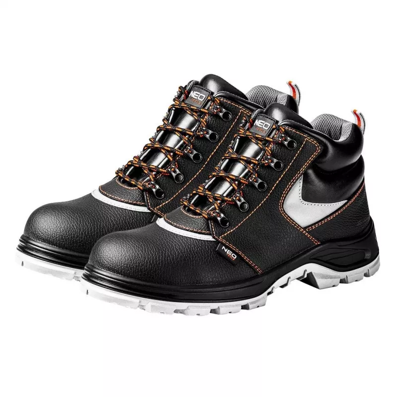 NEO TOOLS Arbeitsschuhe Leder Größe 39 CE - S3 Sicherheitsstiefel mit Stahlkappe, Schwarz