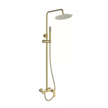 Nestos Brushed Gold Einhebel-Duschset mit Regenduschkopf und Handbrause