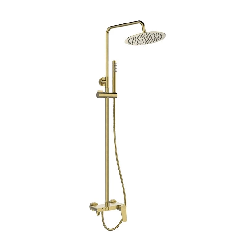 Nestos Brushed Gold Einhebel-Duschset mit Regenduschkopf und Handbrause