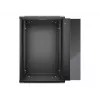 NETRACK 019-180-645-022 Wand-/Hängegehäuse 19 inch 18U 450mm Glastür Schwarz Abnehmbare Seitenwände
