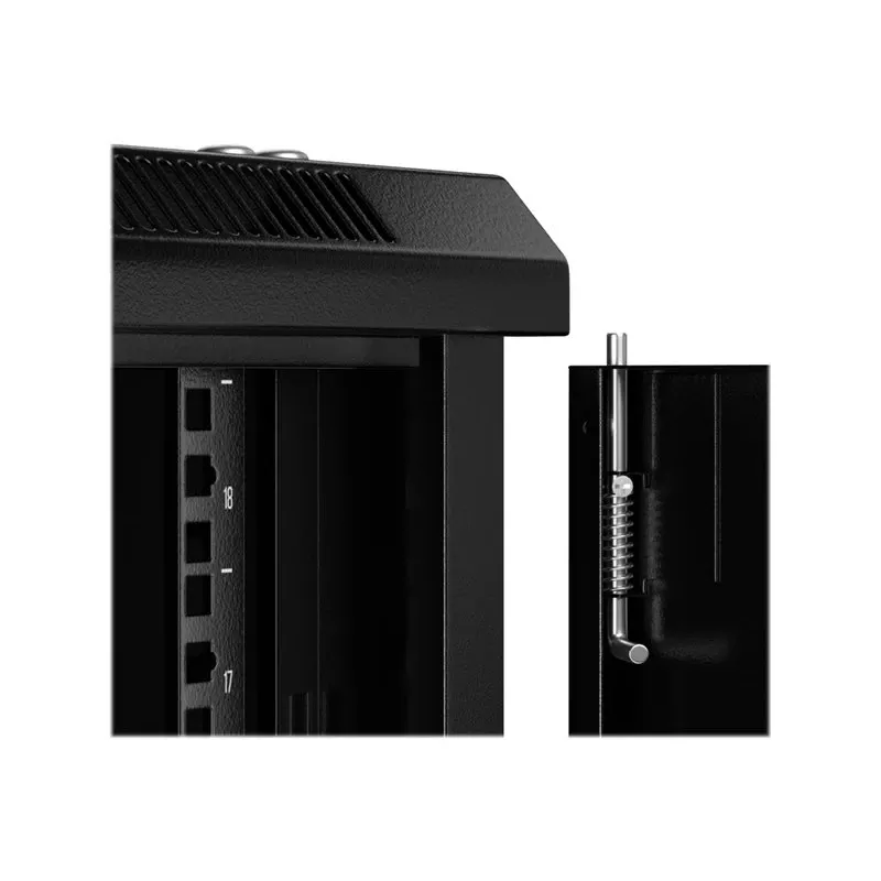 NETRACK 019-180-645-022 Wand-/Hängegehäuse 19 inch 18U 450mm Glastür Schwarz Abnehmbare Seitenwände