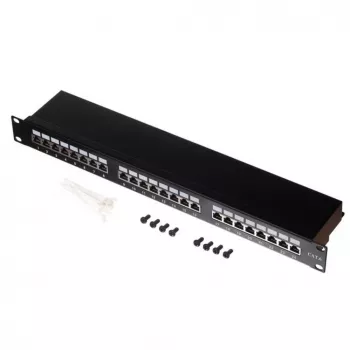 Netrack 104-07 24-Port Cat.5e UTP Patch Panel 19 inch 1U Schwarz