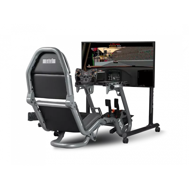 Next Level Racing Bodenständer - Freistehender Einzelmonitorständer mit Rundrohr - Bis zu 65 Zoll - Höhenverstellung, Neigung - Maximale Tragfähigkeit 50 kg - Schwarz