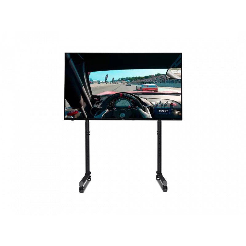 Next Level Racing Bodenständer - Freistehender Einzelmonitorständer mit Rundrohr - Bis zu 65 Zoll - Höhenverstellung, Neigung - Maximale Tragfähigkeit 50 kg - Schwarz