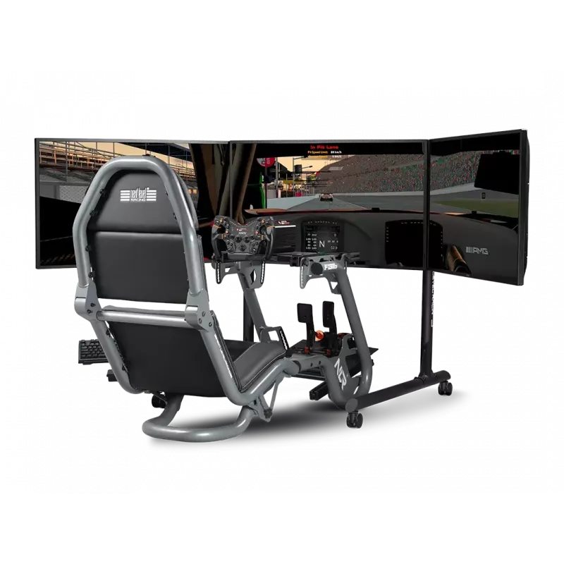 Next Level Racing Bodenständer Freistehender Einzelmonitorständer mit Rundrohr für bis zu 3x43 Zoll Höhenverstellung Neigung Max. Tragfähigkeit 50 kg Schwarz
