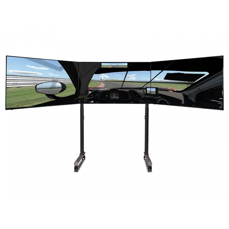 Next Level Racing Bodenständer Freistehender Einzelmonitorständer mit Rundrohr für bis zu 3x43 Zoll Höhenverstellung Neigung Max. Tragfähigkeit 50 kg Schwarz