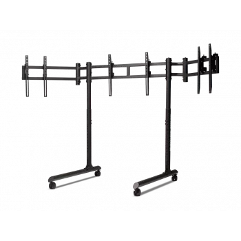 Next Level Racing Bodenständer Freistehender Einzelmonitorständer mit Rundrohr für bis zu 3x43 Zoll Höhenverstellung Neigung Max. Tragfähigkeit 50 kg Schwarz